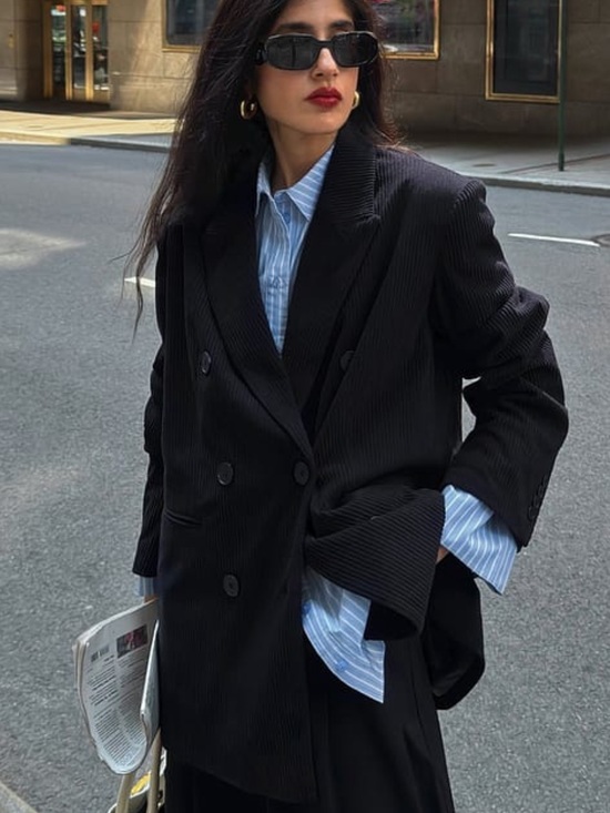 Na-Kd Jackets & Blazers - NA-KD Oversized Double Breasted Corduroy Blazer